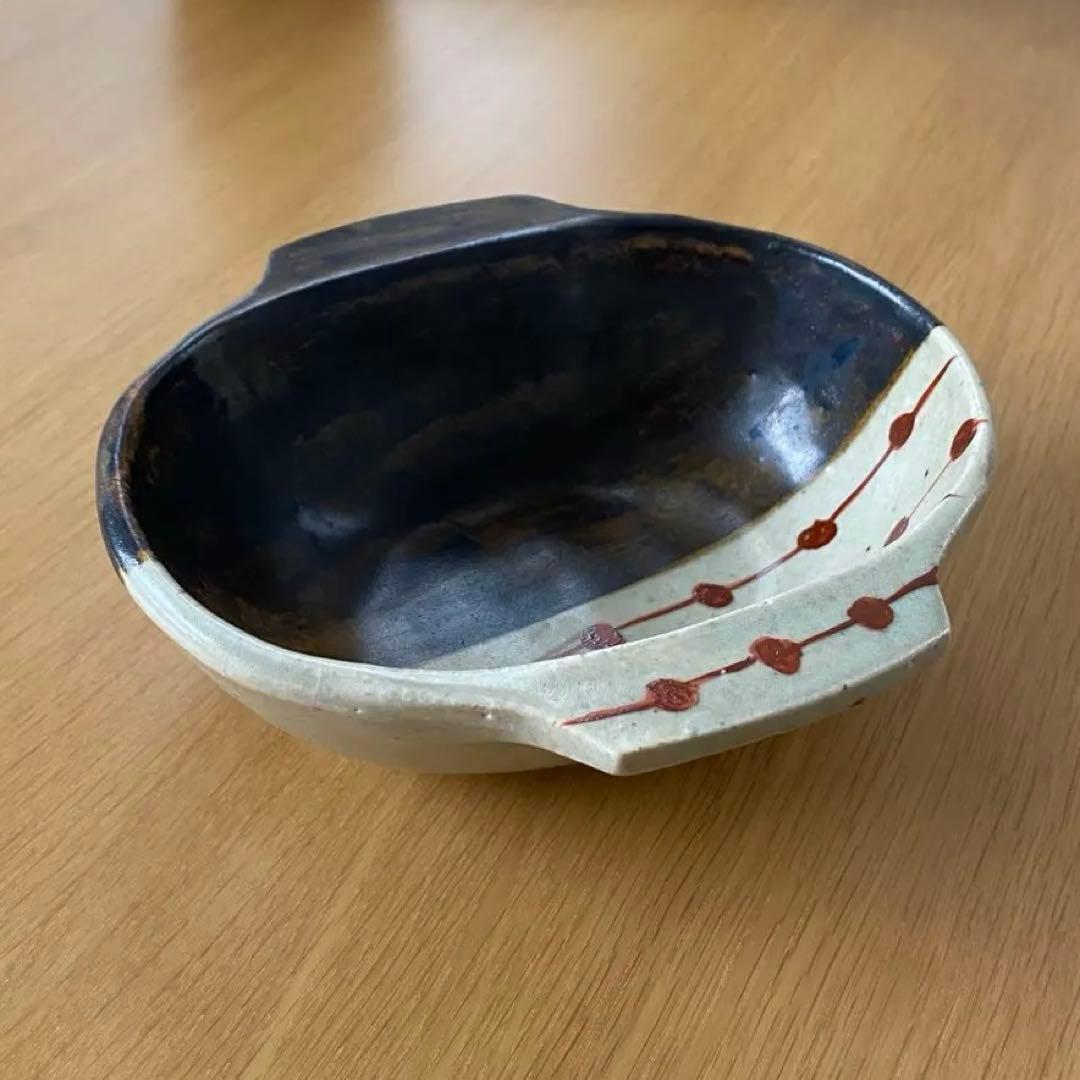 民藝 岩井窯 山本教行 耳付楕円鉢 大サイズ