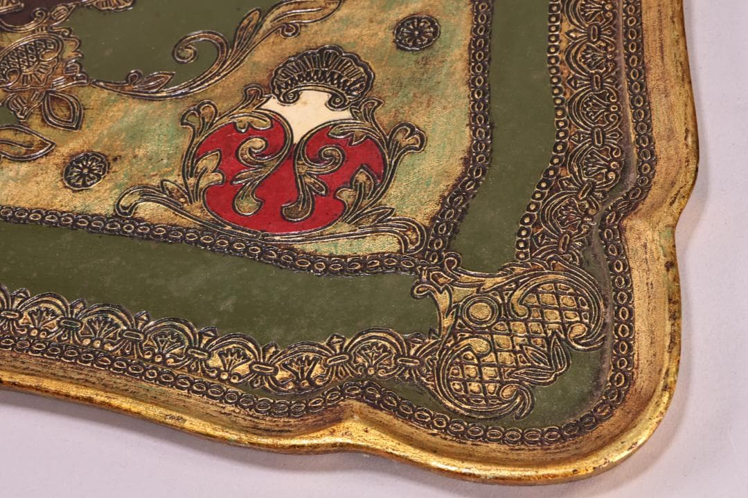 アンティーク雑貨 イタリア金箔工芸 デコ フィオレンティーノ トレイ