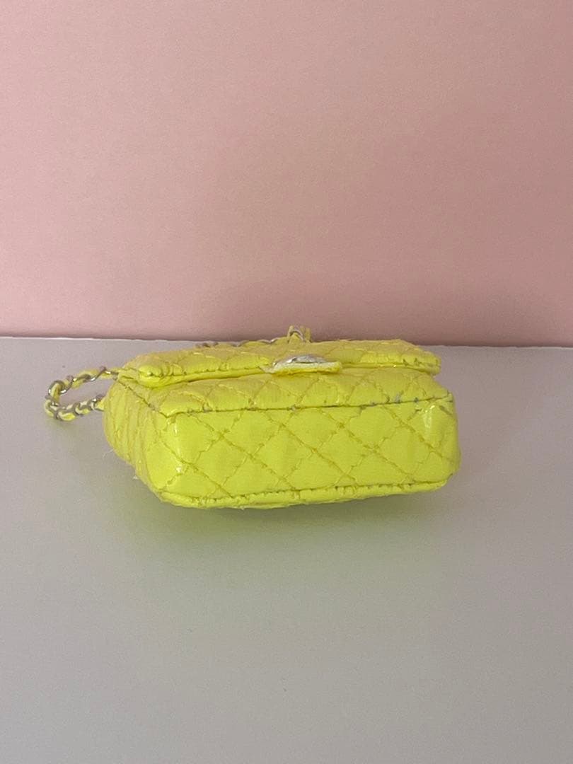★ハンドメイド★ ミニチュア チェーンバッグ エナメル レモンイエロー