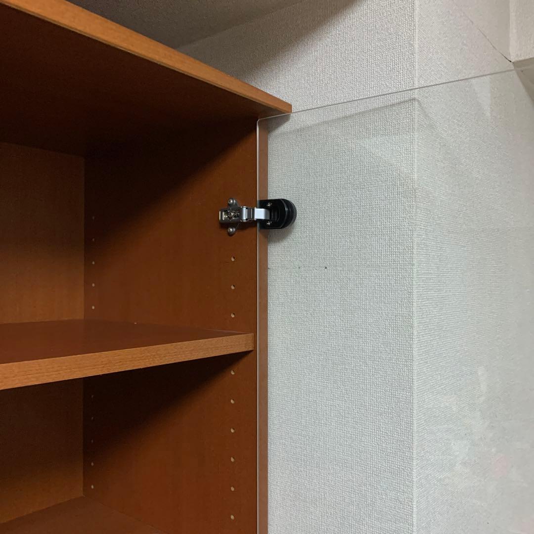 送料込　レトロなガラス扉付き本棚　180✖️85✖️35 可動棚　収納力大