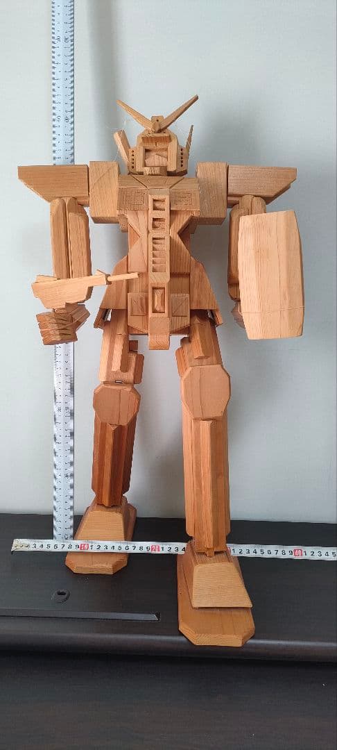 手作り木工・木製可動式ロボット(材料　ヒノキ材素地仕上げ)