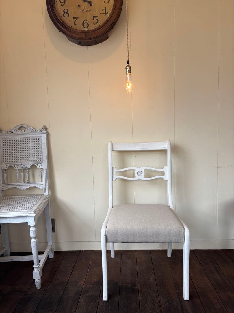 オールドカリモクOLDKARIMOKU ホワイトペイントヴィンテージ椅子チェア