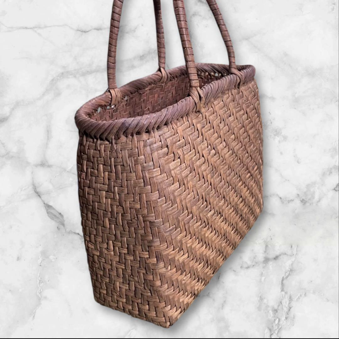 山葡萄 かごバッグ 手作り 籠 編み込み 網代編み