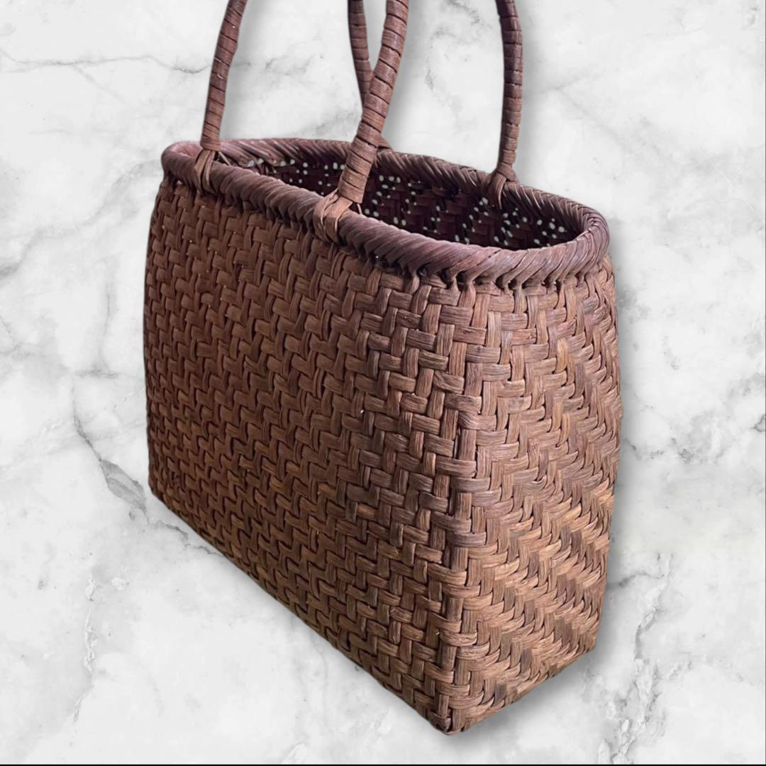 山葡萄 かごバッグ 手作り 籠 編み込み 網代編み