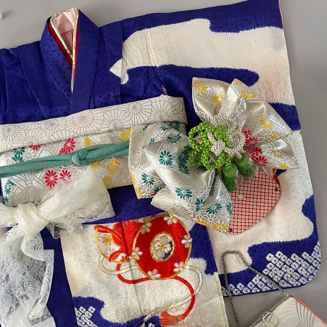 七五三　三歳　難あり　三歳　お着物セット　作り帯コーデ