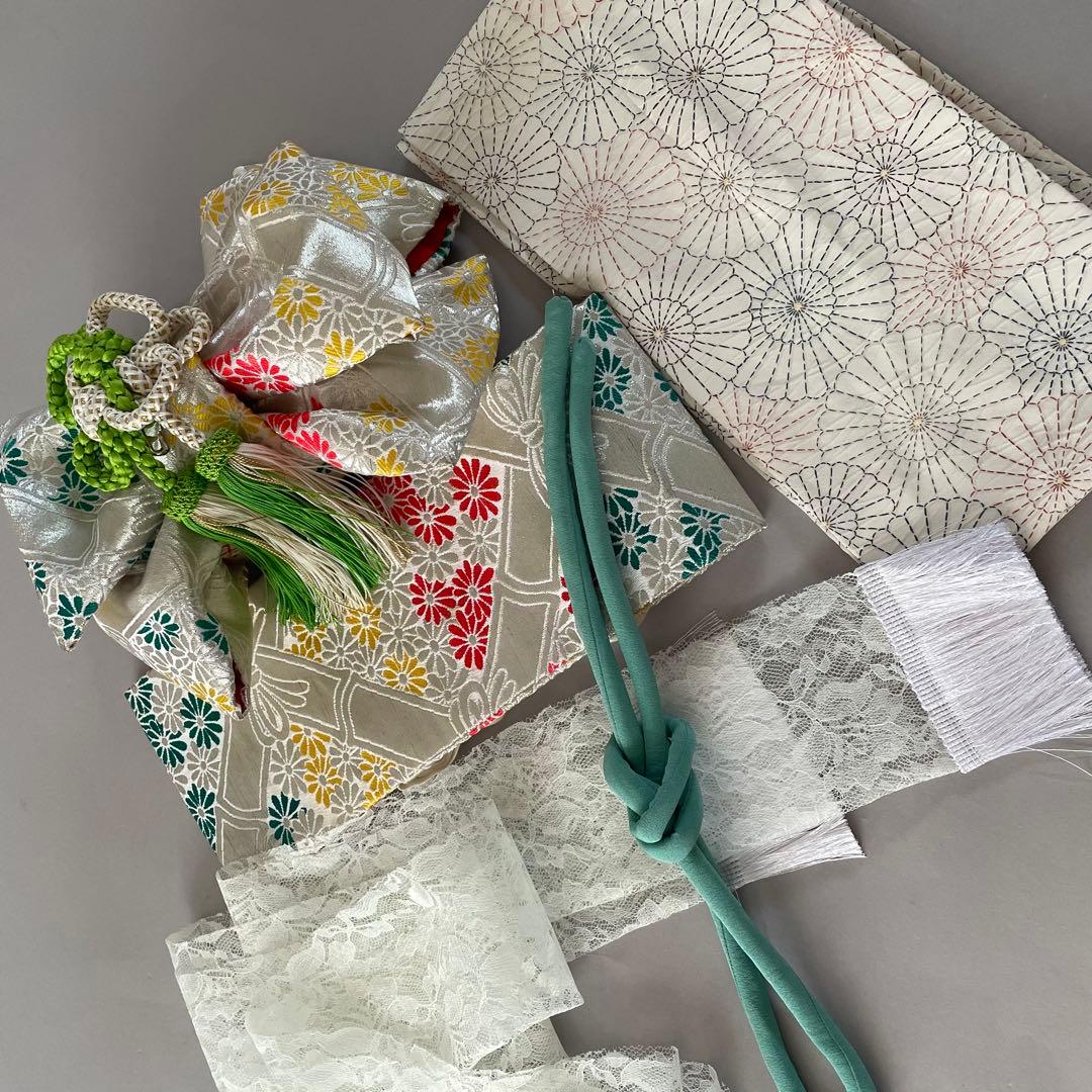 七五三　三歳　難あり　三歳　お着物セット　作り帯コーデ