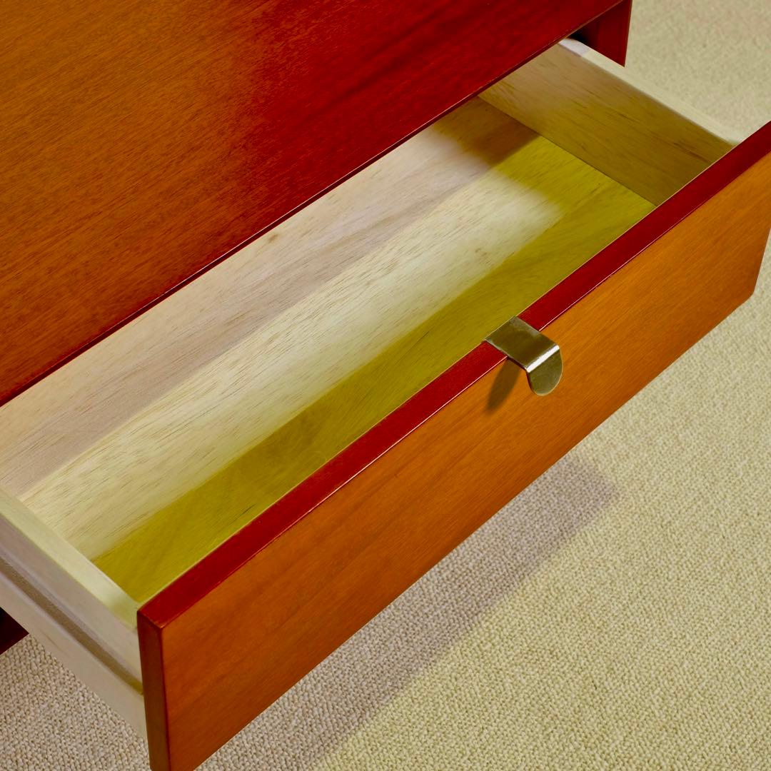 N 新品 北欧 センターテーブル ローテーブル 木製 机 座卓 引き出し 赤茶色