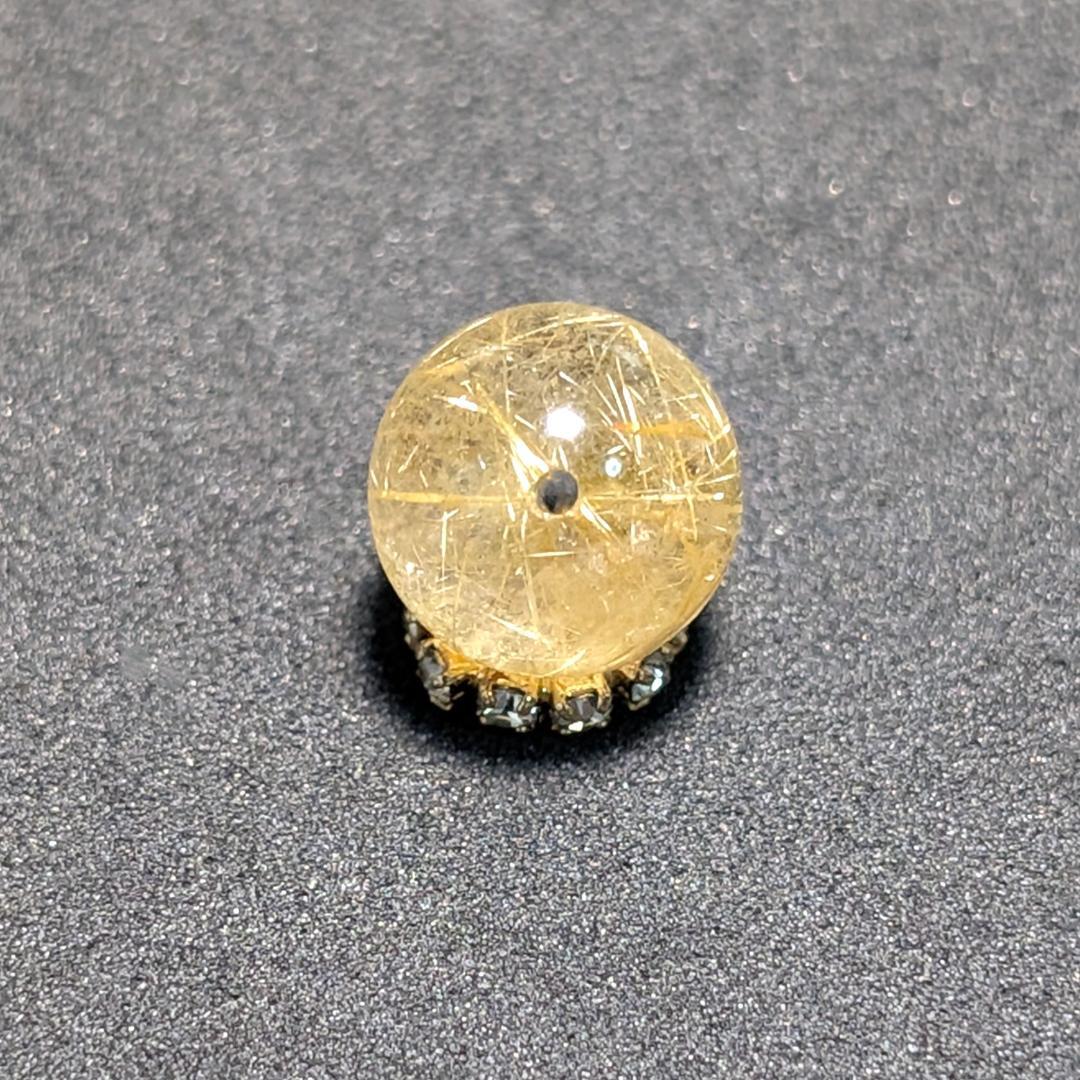 一点物【惹き込まれる世界】タイチンルチル 10ミリ 1粒売り 貫通穴あり