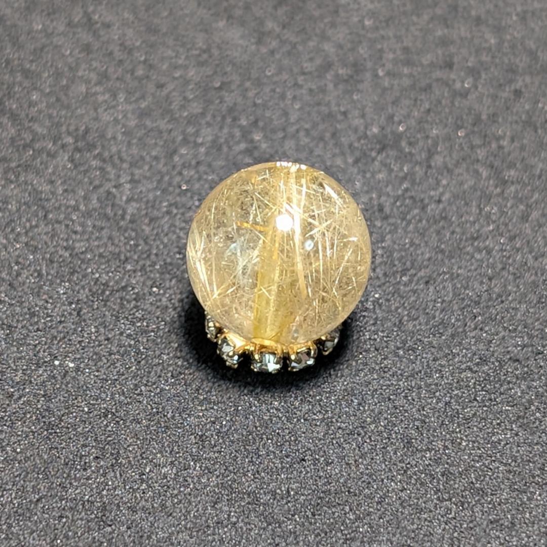 一点物【惹き込まれる世界】タイチンルチル 10ミリ 1粒売り 貫通穴あり