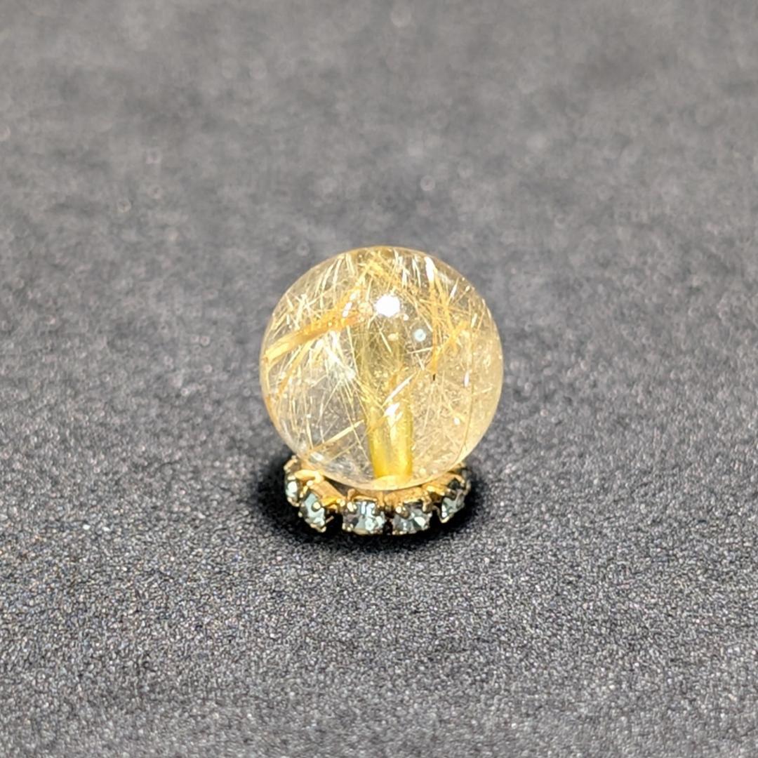 一点物【惹き込まれる世界】タイチンルチル 10ミリ 1粒売り 貫通穴あり