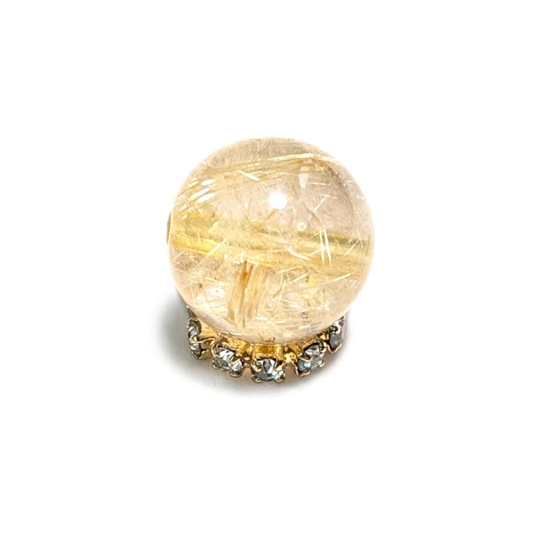 一点物【惹き込まれる世界】タイチンルチル 10ミリ 1粒売り 貫通穴あり