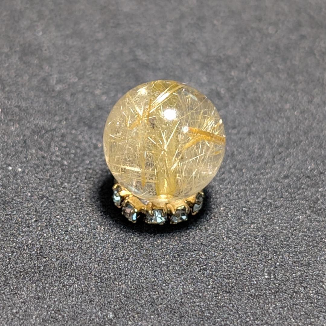 一点物【惹き込まれる世界】タイチンルチル 10ミリ 1粒売り 貫通穴あり