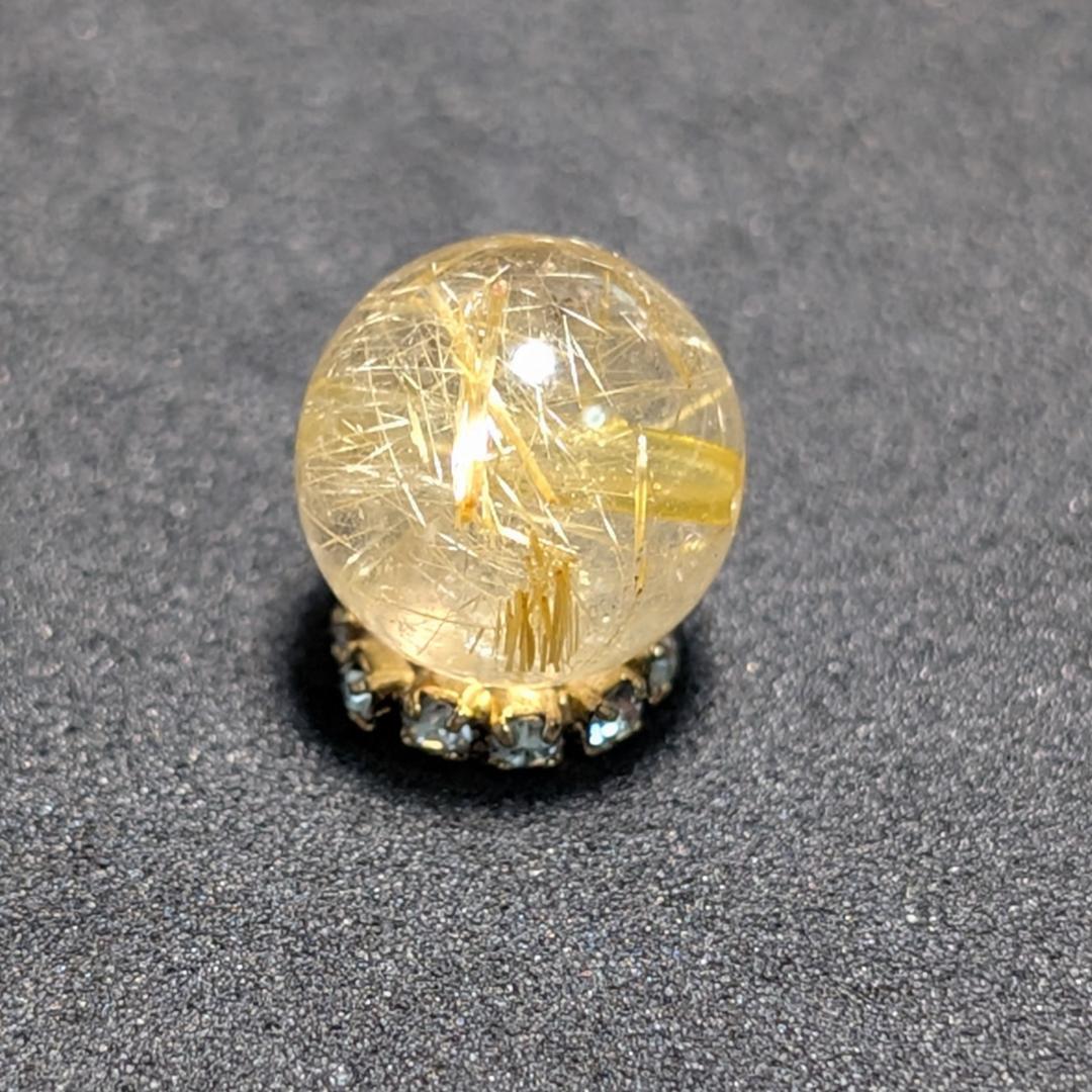 一点物【惹き込まれる世界】タイチンルチル 10ミリ 1粒売り 貫通穴あり