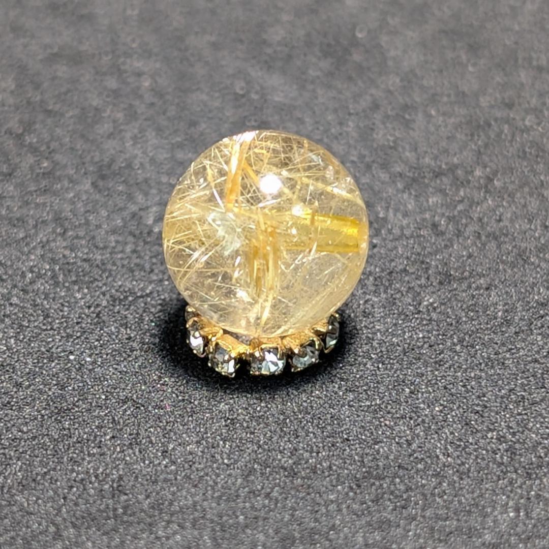 一点物【惹き込まれる世界】タイチンルチル 10ミリ 1粒売り 貫通穴あり