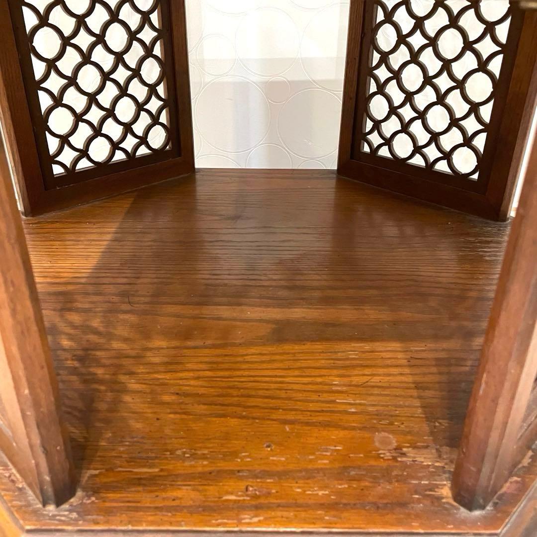 【希少】八角形 ガラス天板 サイドテーブル 高級 ヴィンテージ　キャスター付き