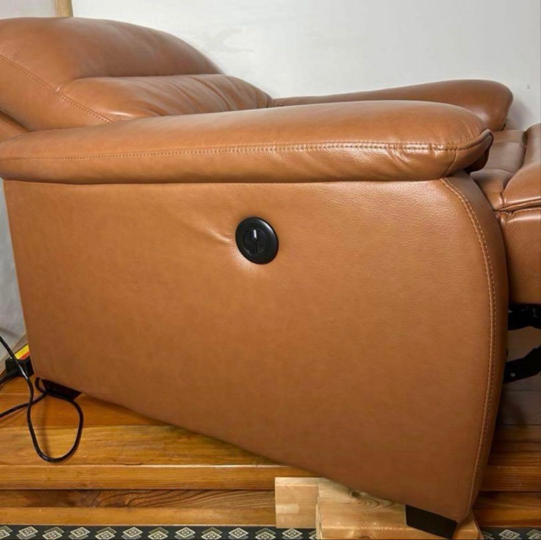 保証 ニトリ 1人用電動本革リクライニングソファ　Nビリーバ2 厚革BR おまけ