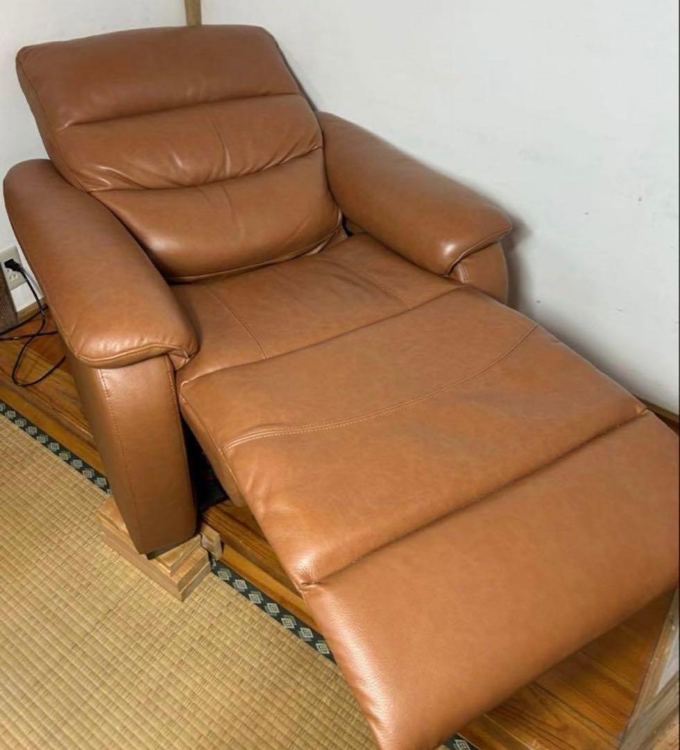 保証 ニトリ 1人用電動本革リクライニングソファ　Nビリーバ2 厚革BR おまけ