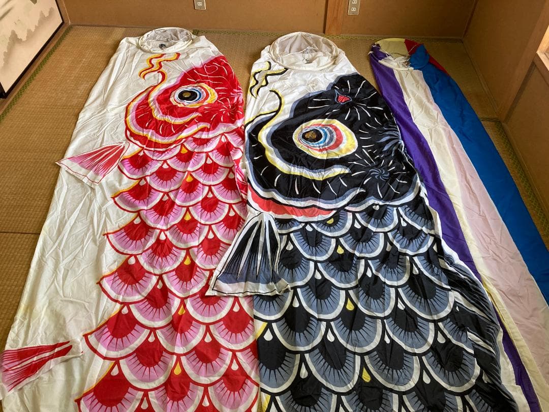 東洋紡ナイロン　鯉のぼり　瀧のぼり印　吹流5m 黒鯉5m 緋鯉4m