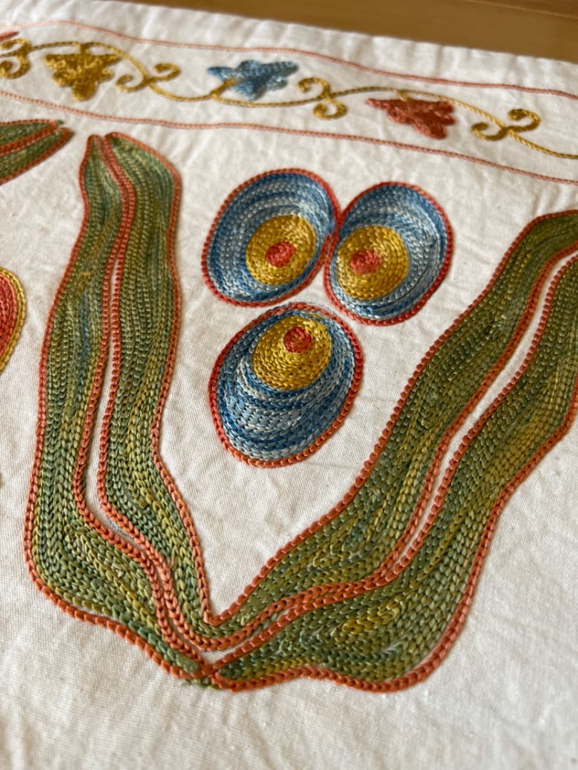 ウズベキスタン伝統刺繍スザニ　クッションカバー