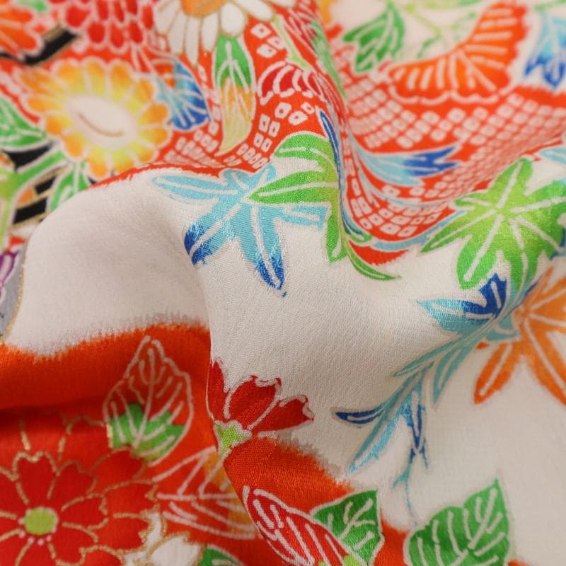 七五三＊女の子 着物単品 三歳 子供 花車模様 白地 正絹 お祝着＊8RS3