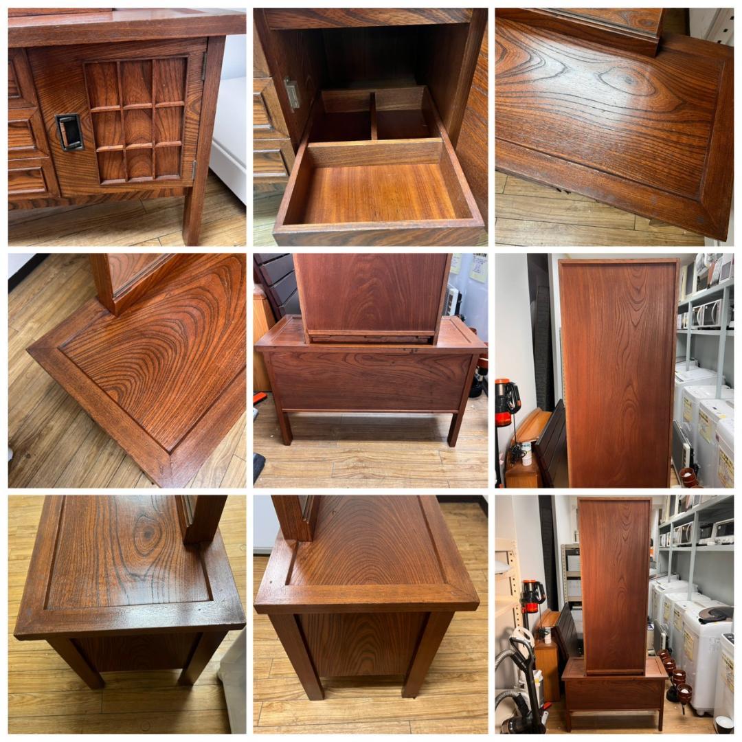 1【 美品 】欅 1面鏡 鏡台 伝統工芸 民芸品 姿見 ドレッサー 引き出し付き