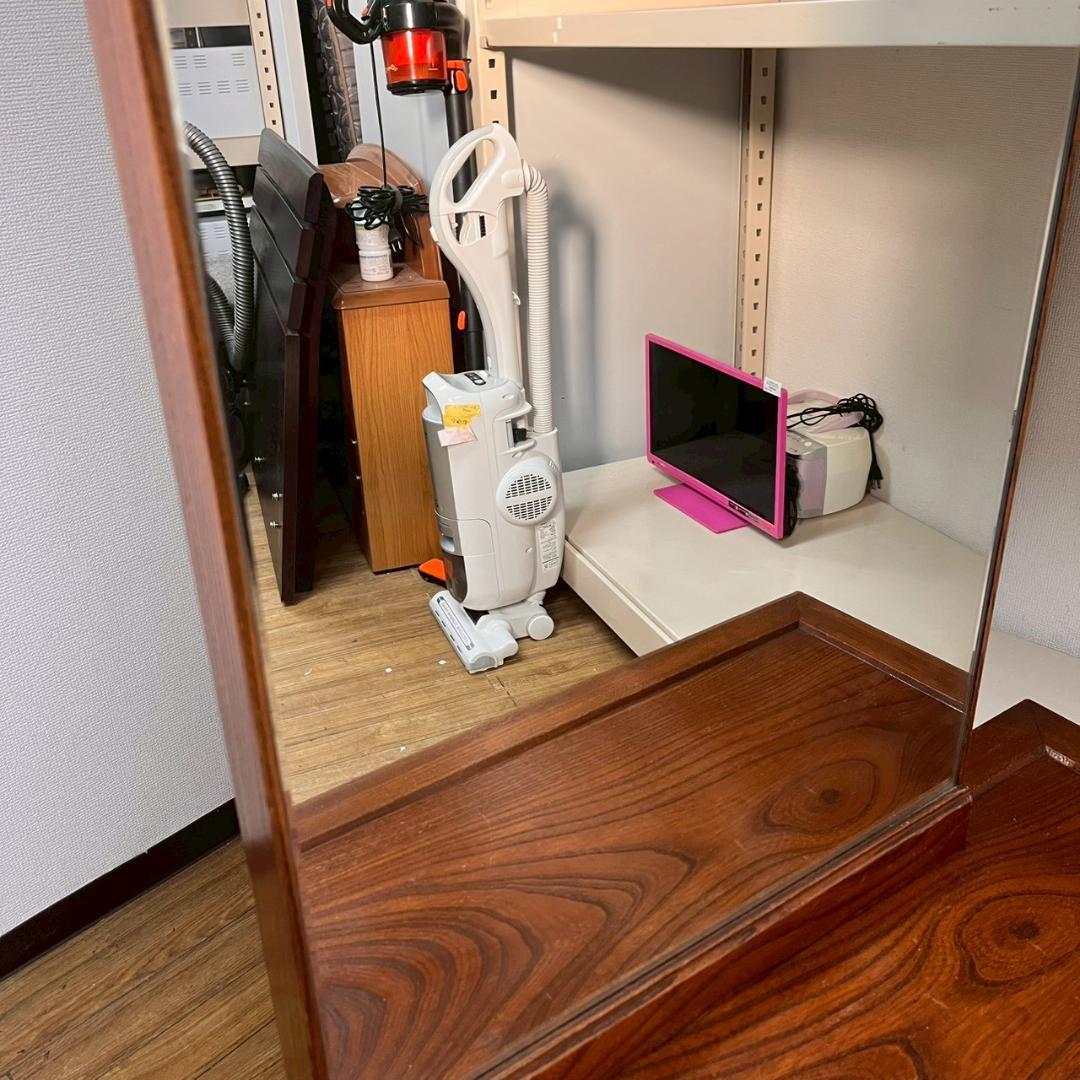 1【 美品 】欅 1面鏡 鏡台 伝統工芸 民芸品 姿見 ドレッサー 引き出し付き