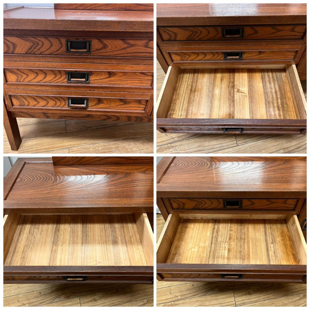 1【 美品 】欅 1面鏡 鏡台 伝統工芸 民芸品 姿見 ドレッサー 引き出し付き