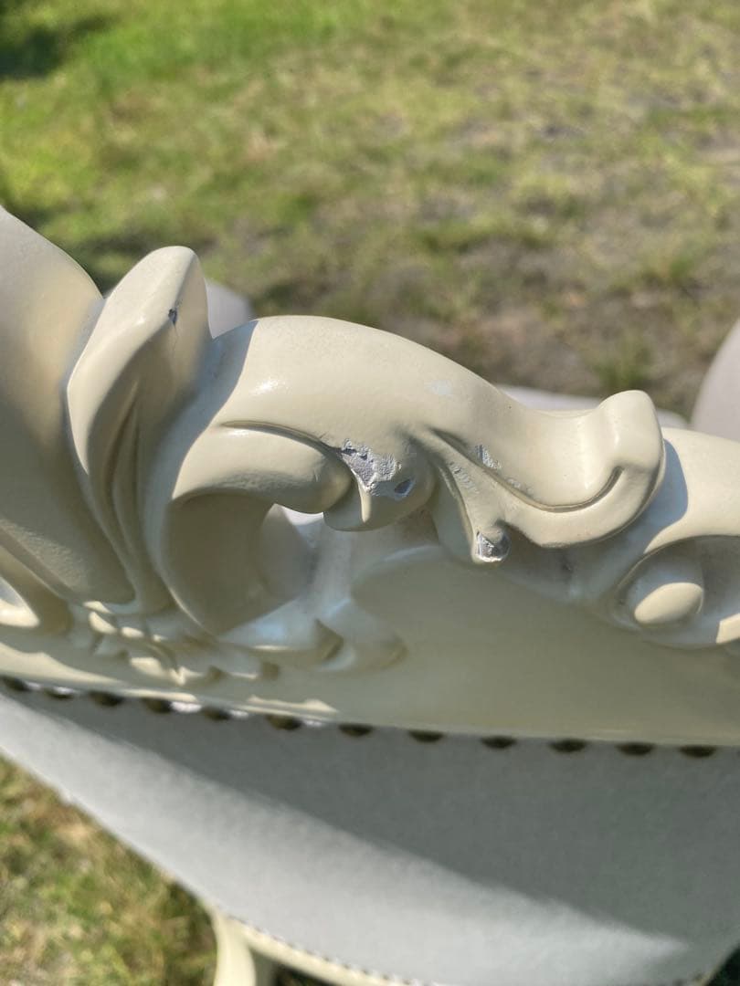 姫系　グレー　ホワイト　ロココ調　アンティーク調　猫足　1人掛けソファ