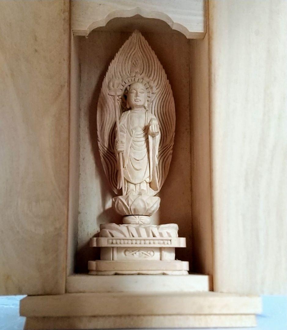 地蔵菩薩立像【極小】#400 厨子入り 木彫 仏像