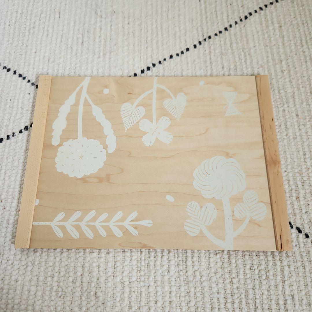 鹿児島睦　天然木　トレイ　お盆　花柄　メープル