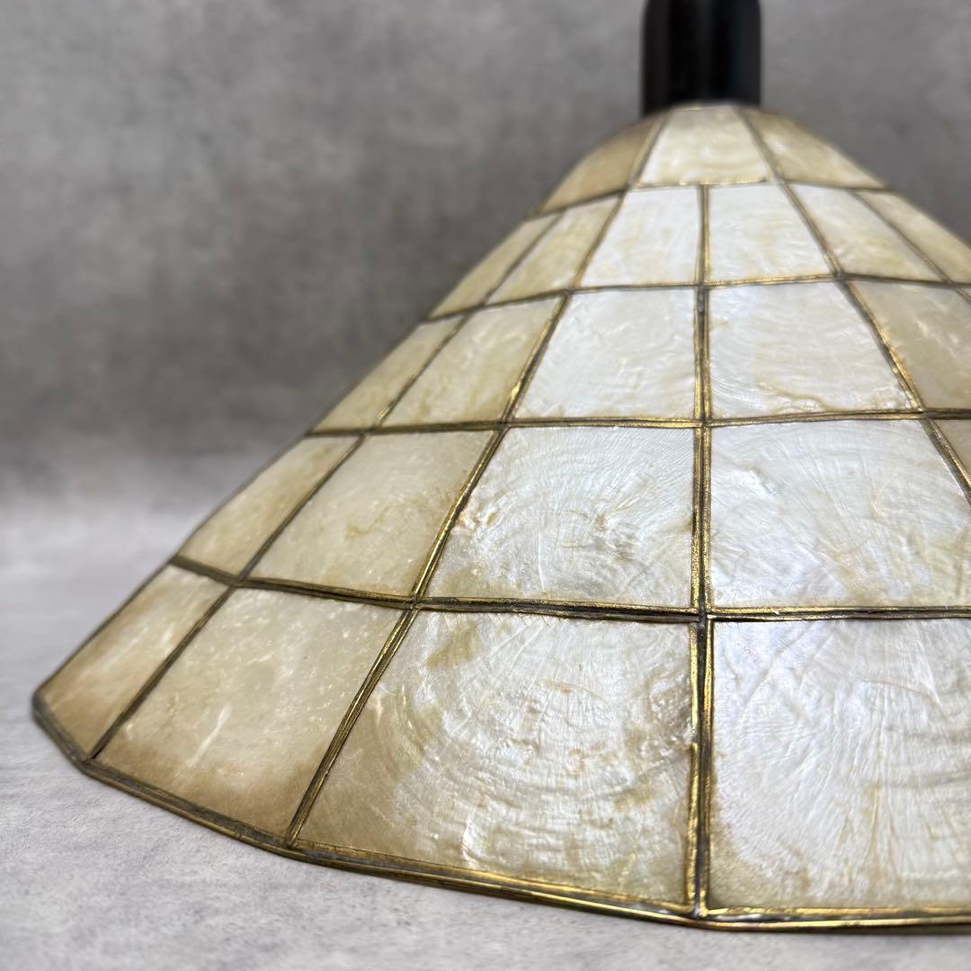 ヴィンテージ シェルシェードペンダントライト ランプ カピス貝 照明 レトロ