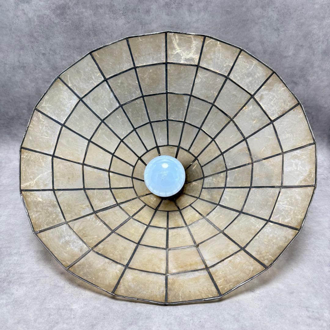 ヴィンテージ シェルシェードペンダントライト ランプ カピス貝 照明 レトロ