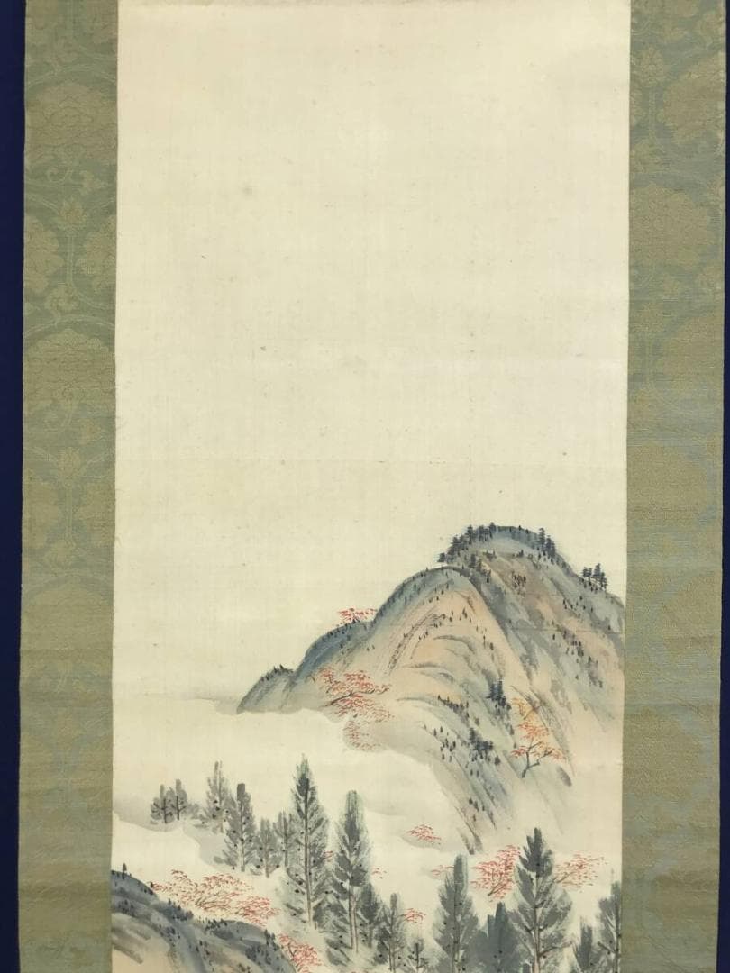 真作/森寛斎/春秋山水図/紅葉図/桜花図/双幅/対幅/掛軸☆宝船☆AH-534