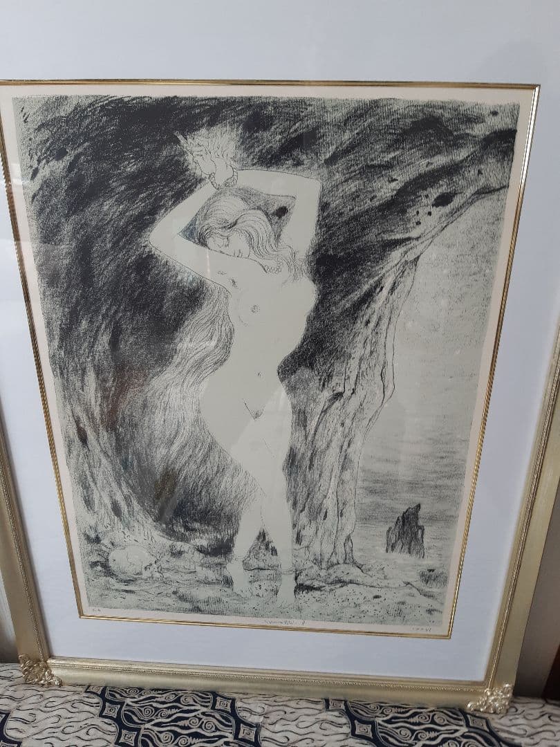 古沢岩美 【アンドロメダ 】リトグラフ E.A ギリシャ神話 額装 希少