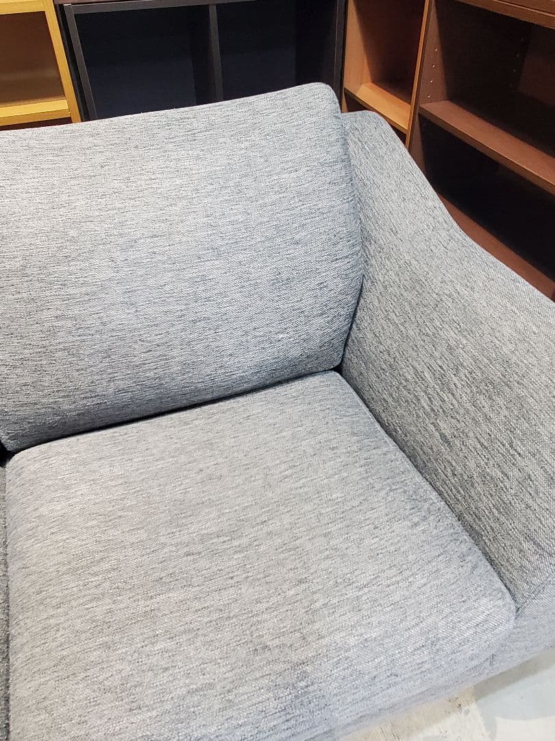 カウチソファ　布張り　グレー