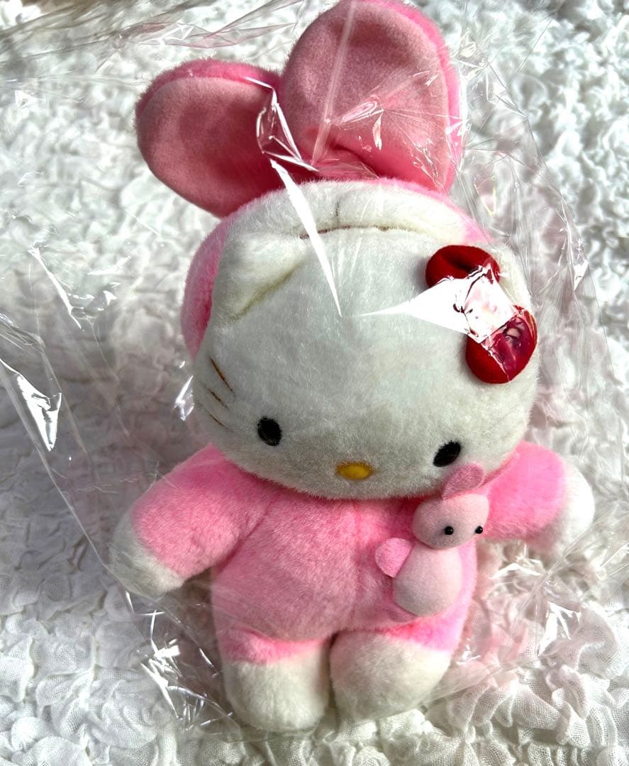 希少 サンリオ ハローキティ ぬいぐるみ うさぎ コスチューム ハローキティ - 激レア ハローキティ うさぎハロー 1998 2体セット