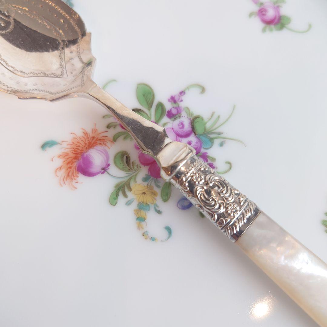 白蝶貝ハンドル　マザーオブパール　アンティーク　スプーン　シルバー