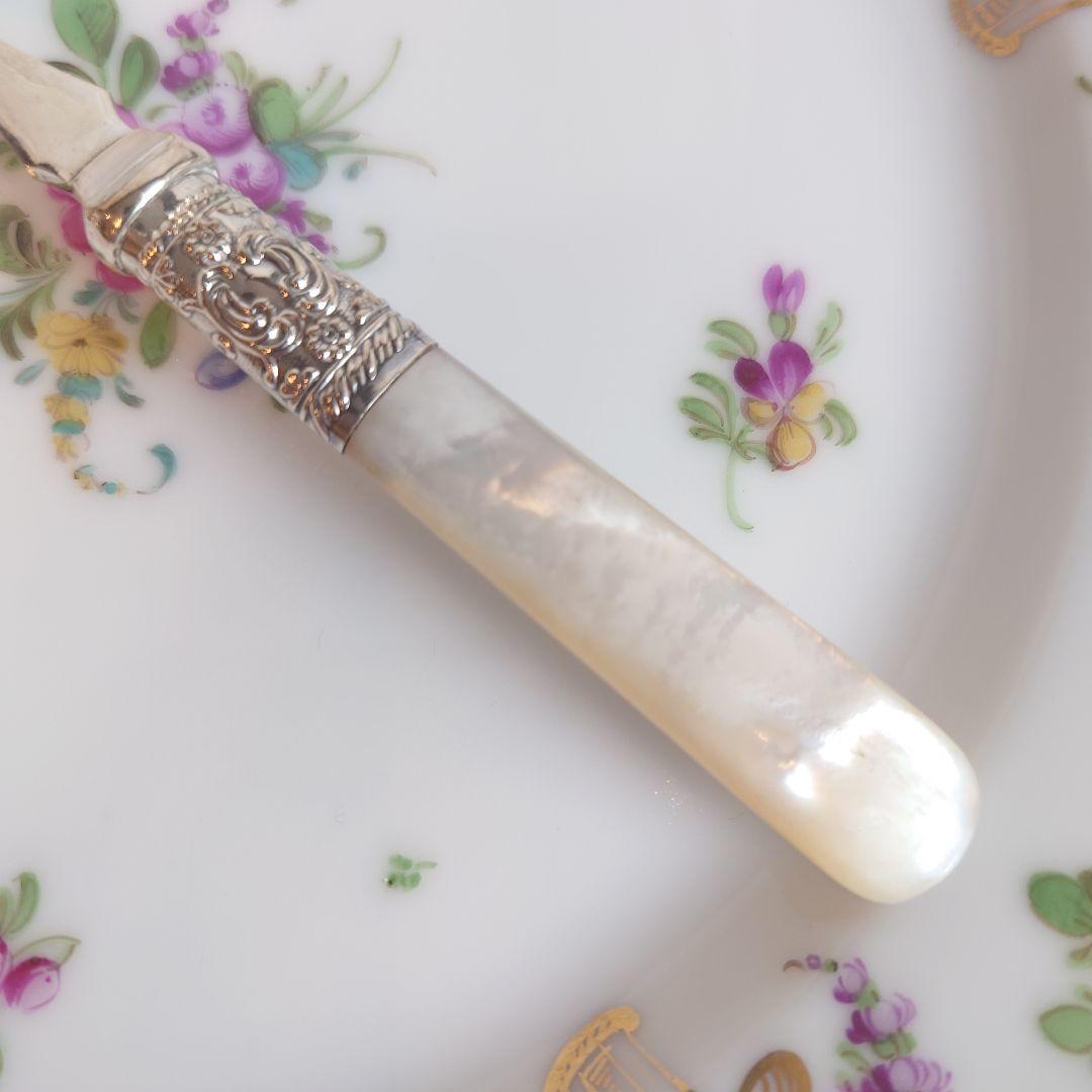 白蝶貝ハンドル　マザーオブパール　アンティーク　スプーン　シルバー