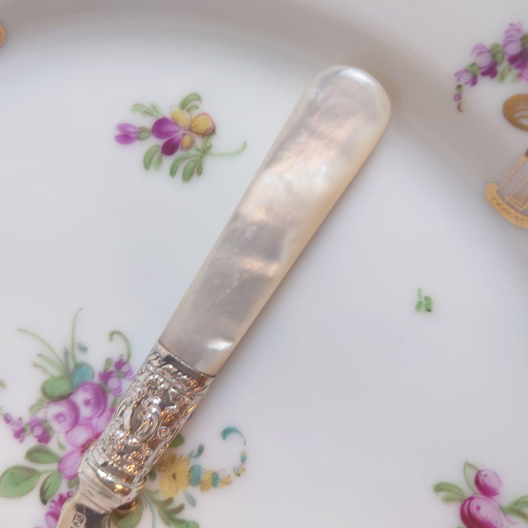 白蝶貝ハンドル　マザーオブパール　アンティーク　スプーン　シルバー