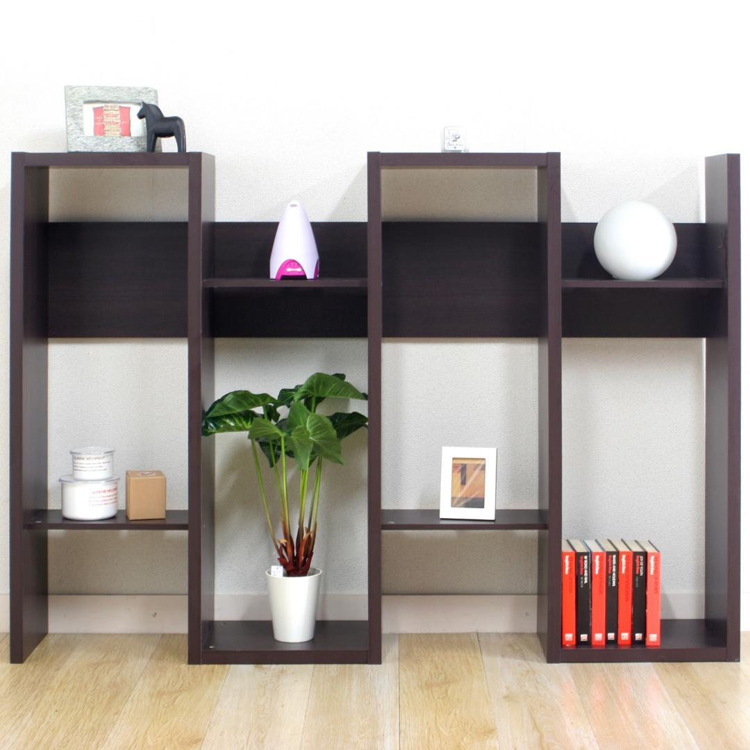 縦横可能 S型ディスプレイラック/収納棚 4段 ブラウン