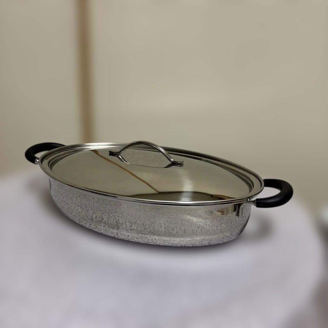 ステンレス製オーバルパン（両手鍋）37cm