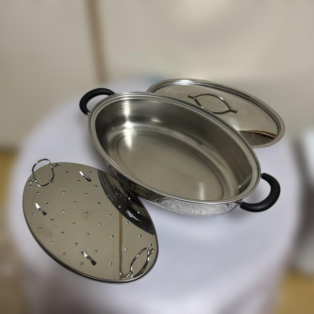 ステンレス製オーバルパン（両手鍋）37cm
