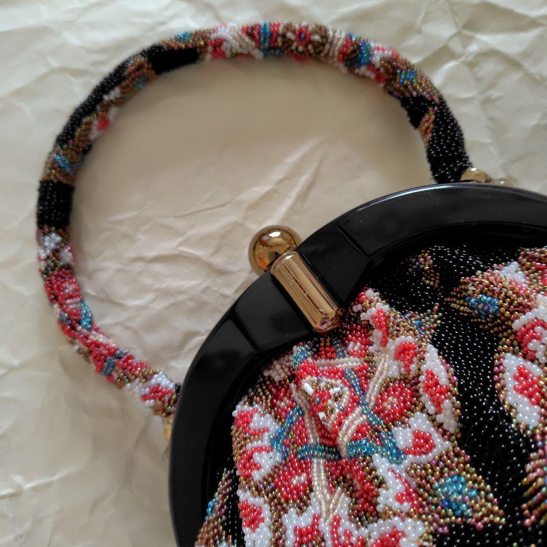 ビーズ刺繍　幾何学柄ハンドバッグ