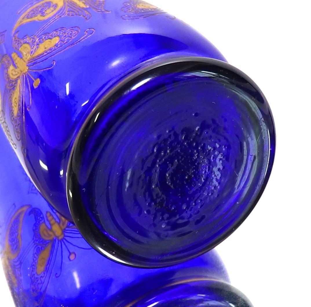 オールド・バカラ 24金彩蝶々文 ブルー 高級 一輪挿し 花瓶 バタフライ