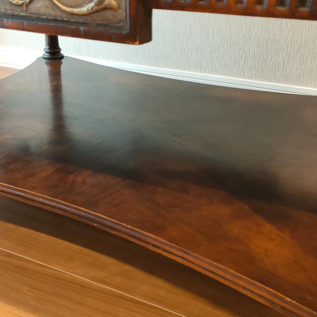 アンティーク　センターテーブル　コーヒーテーブル　引出し2杯　象嵌