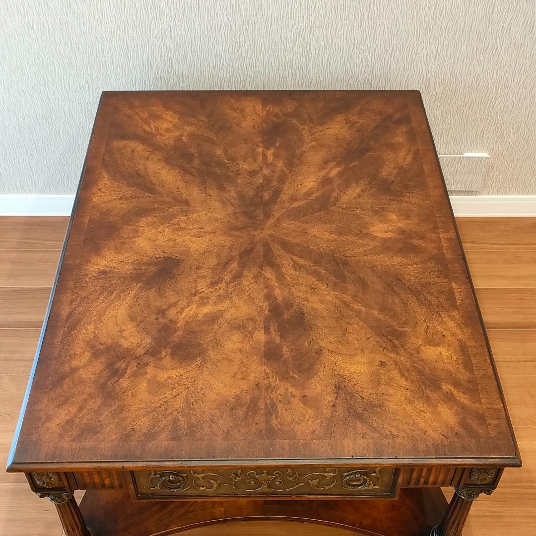 アンティーク　センターテーブル　コーヒーテーブル　引出し2杯　象嵌