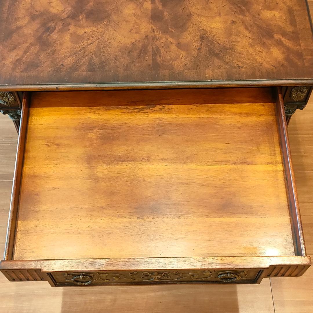 アンティーク　センターテーブル　コーヒーテーブル　引出し2杯　象嵌