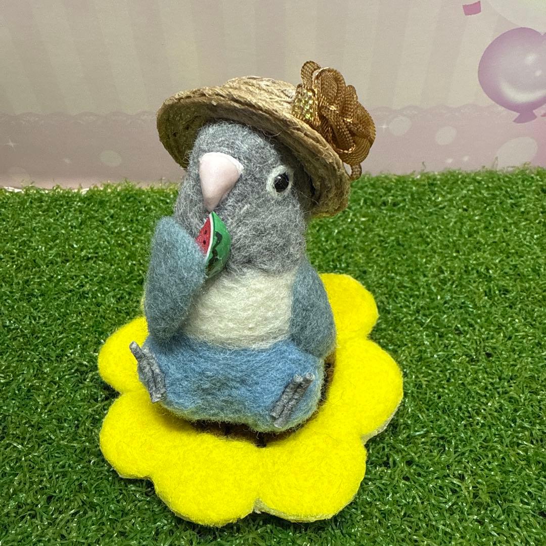 専用ページ　羊毛フェルト　傘でお出かけボタンインコ　鳥