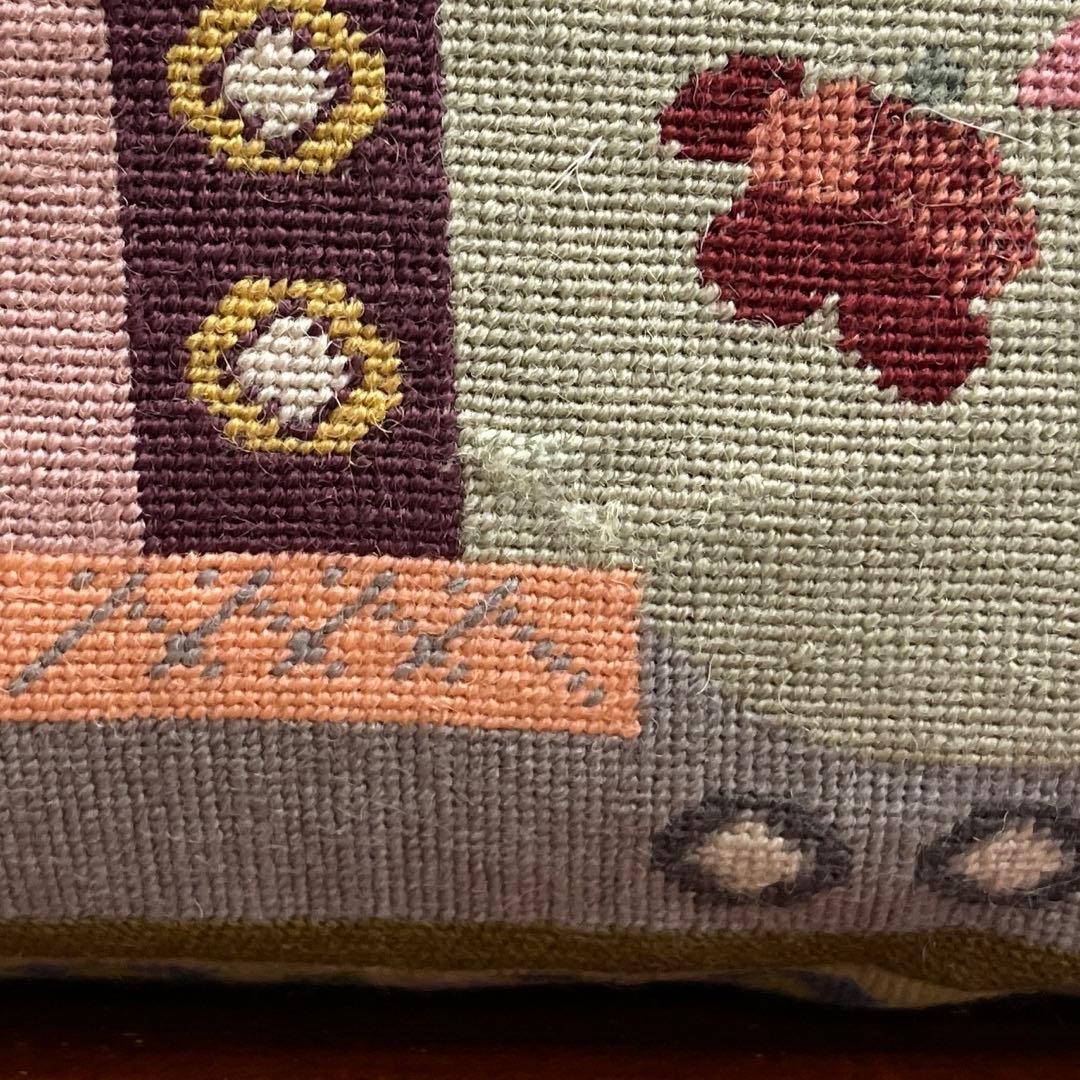 クッションカバー フランスヴィンテージ 刺繍のリメイク 手刺繍 France