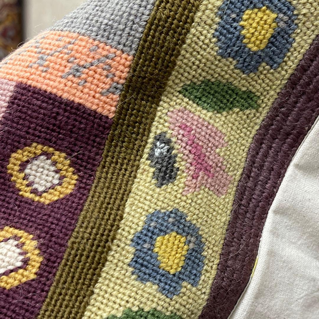 クッションカバー フランスヴィンテージ 刺繍のリメイク 手刺繍 France